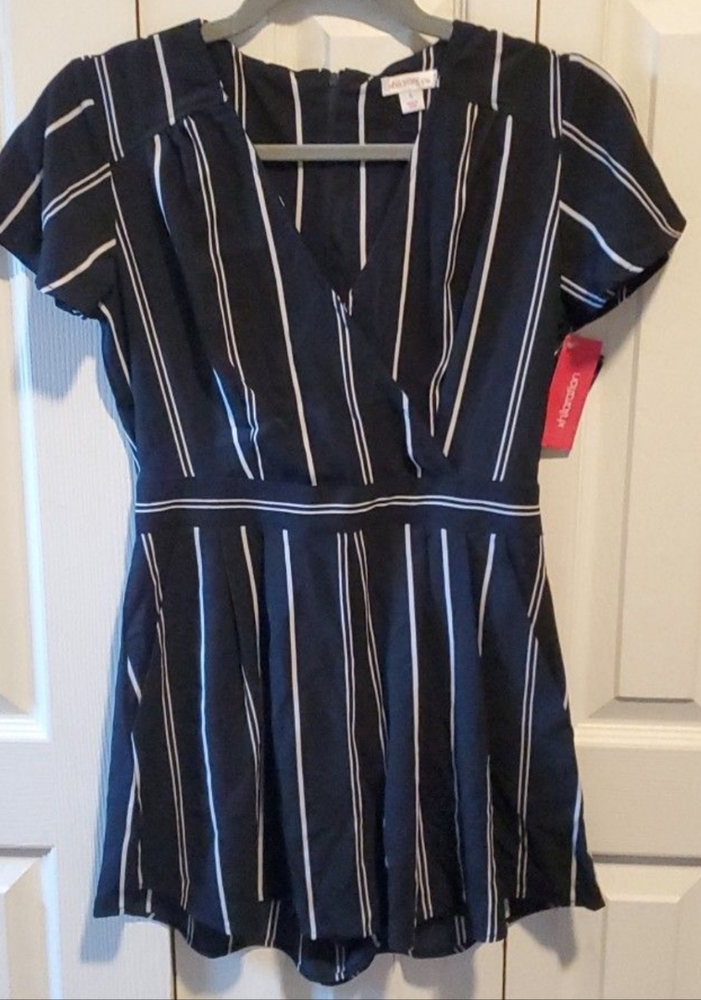 BNWT Size Small Women's Romper - black & white striped